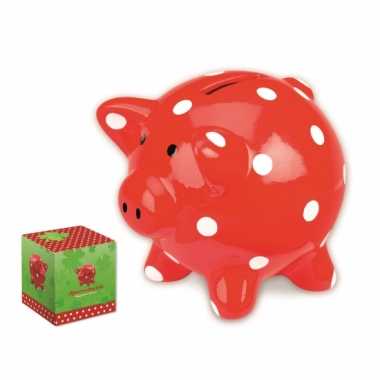 Rood spaarvarken met stippen